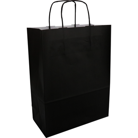Klika - Sac | Papier kraft | cordon de papier torsadé | 26x 12x35cm | sac fourre-tout | noir | 100 pièces