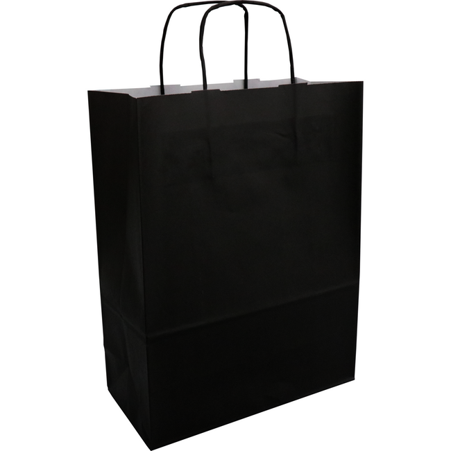 Klika - Tas | Kraftpapier verdrehte Papierkabel 26x 12x35cm | Tragetasche | Schwarz | 100 Stück