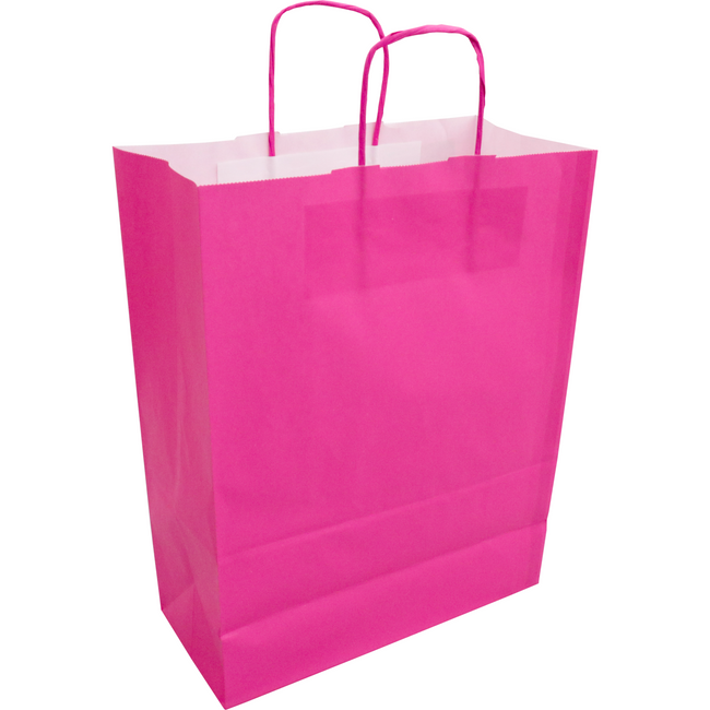 Klika - Tas | Kraftpapier verdrehte Papierkabel 26x 12x35cm | Tragetasche | Pink | 50 Stück