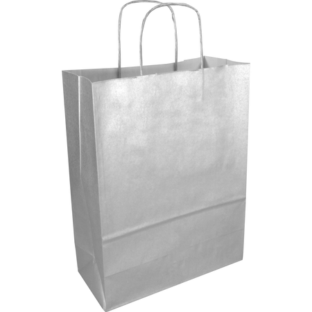 Klika -  Tas | Kraftpapier | gedraaid papieren koord | 26x 12x35cm | draagtas | zilver | 200 stuks