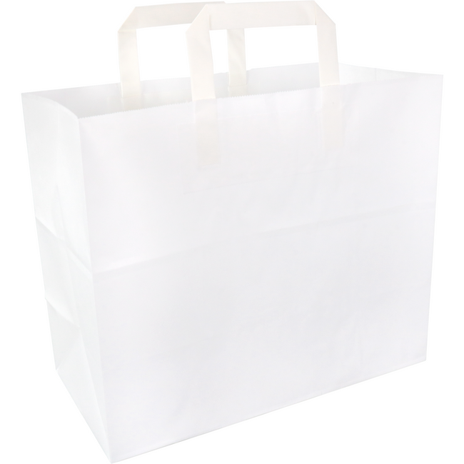 Klika -  Tas | Papier | platte handgreep | 32x 16x27cm | draagtas | wit | 250 stuks