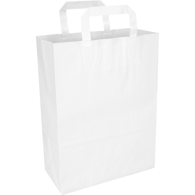 Klika - Sac | Papier | poignée plate | 26x 12x35cm | sac fourre-tout | blanc | 250 pièces