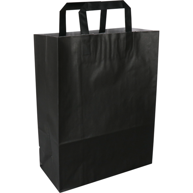 Klika -  Tas | Papier | platte handgreep | 26x 12x35cm | draagtas | zwart | 250 stuks