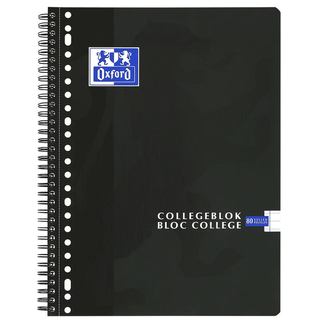 Oxford - Collegeblk oxf school a4+ ln 23 trous 160 pages noir | 5 pièces