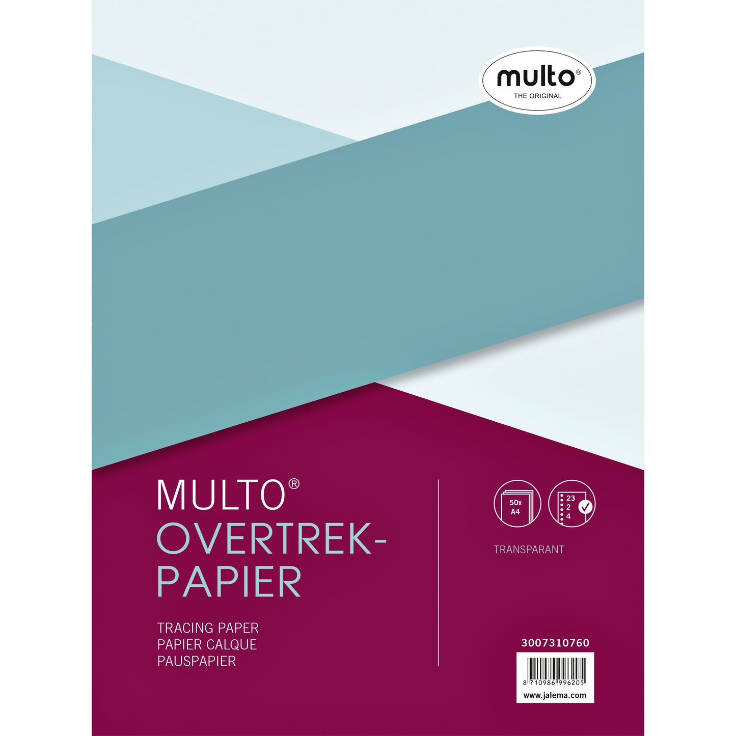 Multo - Papier calque intérieur A4 23 trous 50 feuilles | 10 pièces