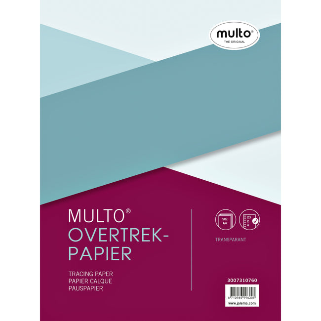 Multo - Transparentpapier für den Innenbereich, A4, 23 Löcher, 50 Blatt