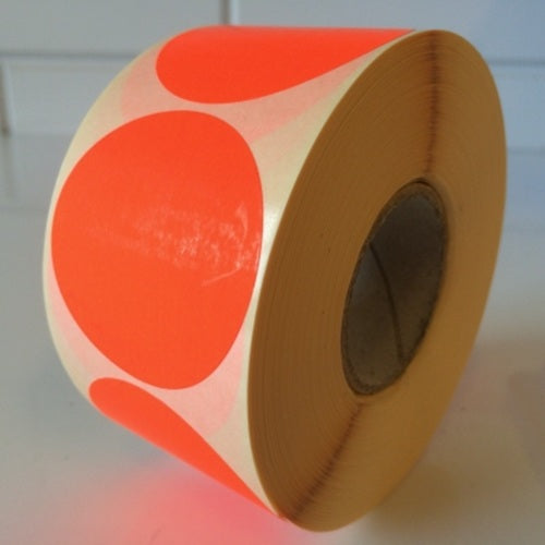Klika - Etiquette 50 mm ronde rouge fluor 1000 rouleau 15 pièces