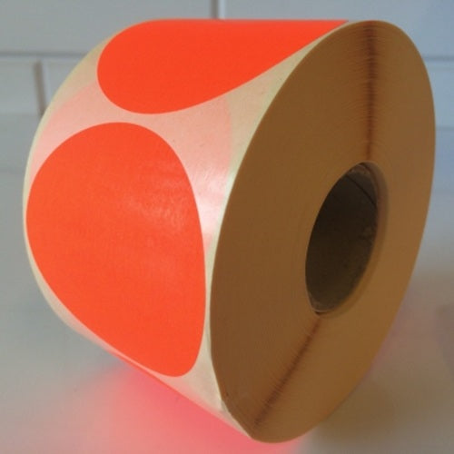 Klika - Etiquette 100 mm ronde rouge fluor 1000 rouleau 5 pièces