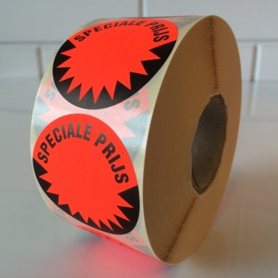 Klika -  Etiket 35 mm fluor rood SPECIALE PRIJS