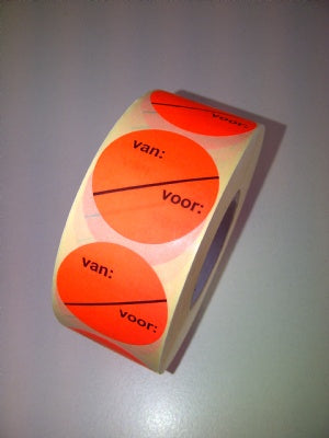 Klika -  Etiket 35 mm fluor rood VAN VOOR perm