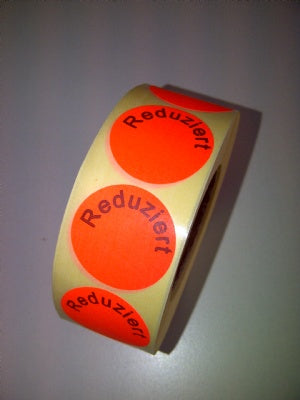Klika - Etikett 30 mm fluoreszierend rot REDUZIERT 20 Stück