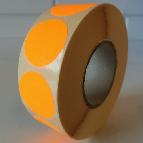 Klika - Etiquette 25 mm ronde orange fluo 1000 rouleau 30 pièces