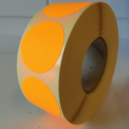 Klika - Etiquette 35 mm ronde orange fluo 1000 rouleau 30 pièces
