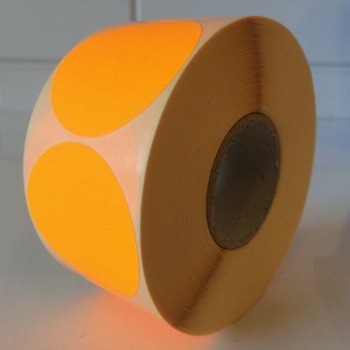 Klika - Etiquette 50 mm ronde orange fluo 1000 rouleau 15 pièces