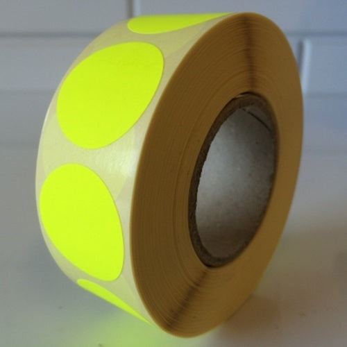 Klika - Etiquette 25 mm ronde jaune fluo 1000 rouleau 30 pièces