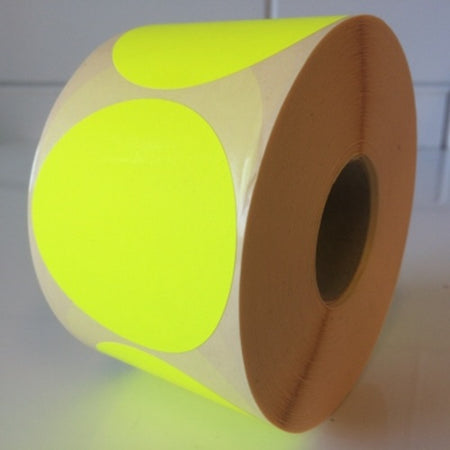 Klika - Etiquette 65 mm ronde jaune fluo 1000 rouleau 9 pièces