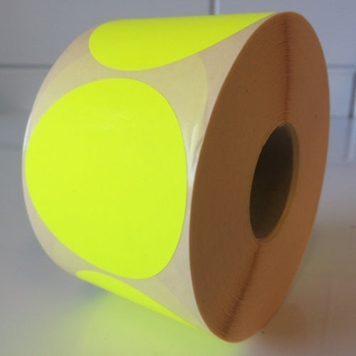 Klika - Etiquette 65 mm ronde jaune fluo 1000 rouleau 9 pièces