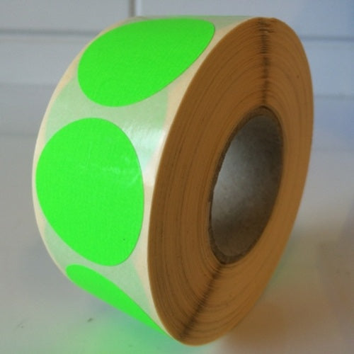 Klika - Etiquette 35 mm ronde vert fluo 1000 rouleau 30 pièces