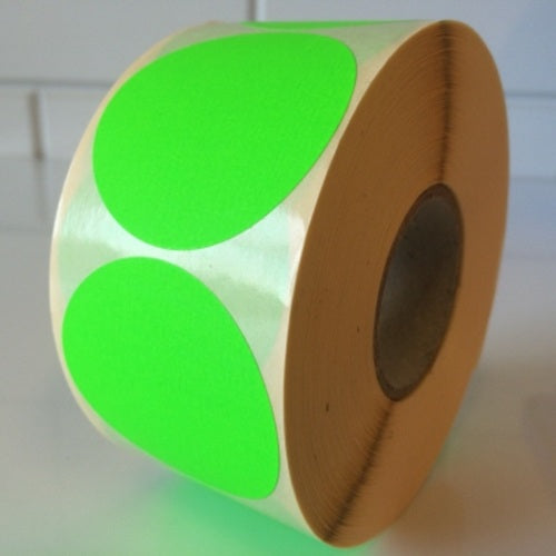 Klika - Etiquette 65 mm ronde vert fluo 1000 rouleau 9 pièces