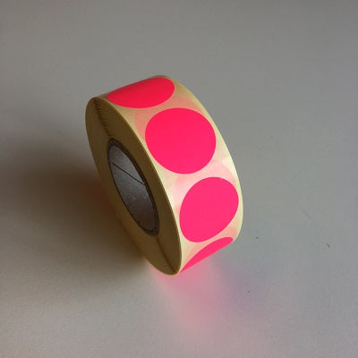 Klika - Etiquette 25 mm ronde rose fluo 1000 rouleau 30 pièces