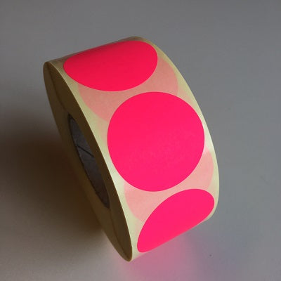 Klika - Etiquette 50 mm ronde rose fluo 1000 rouleau