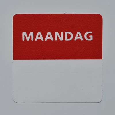 Klika -  Etiket maandag wit/rood 25x25mm 500 stuk