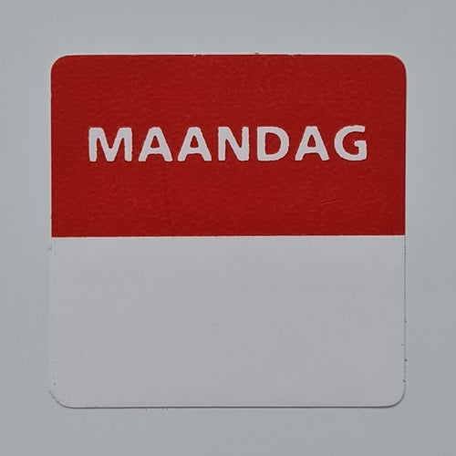 Klika -  Etiket maandag wit/rood 25x25mm 500 stuk