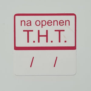 Klika -  Etiket na openen THT wit/magenta 25x25mm