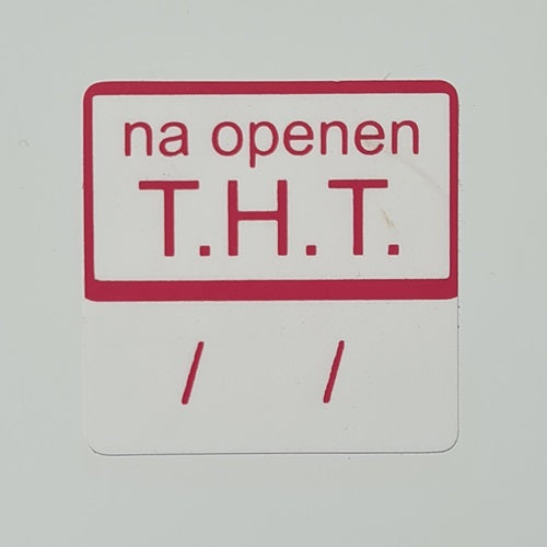 Klika -  Etiket na openen THT wit/magenta 25x25mm