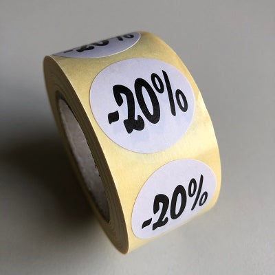 Klika - Etiquette blanche 27mm -20% 500/rouleau