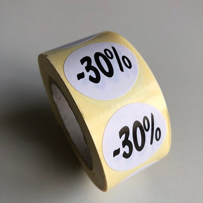 Klika -  Etiket wit 27mm -30% 500/rol