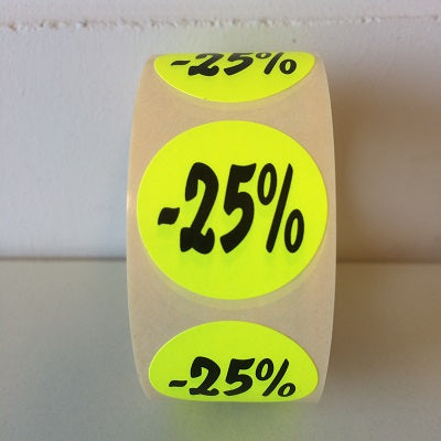 Klika - Etiquette jaune fluo 27mm -25% 500/rouleau 30 pièces