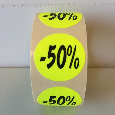 Klika - Etiquette jaune fluo 27mm -50% 500/rouleau 30 pièces