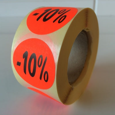 Klika - Etiquette rouge fluor 27mm -10% 500/rouleau 30 pièces