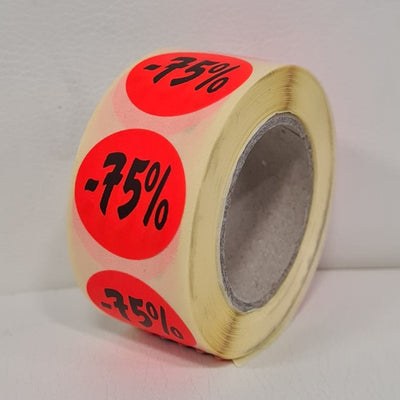 Klika - Etiquette rouge fluor 27mm -75% 500/rouleau 30 pièces