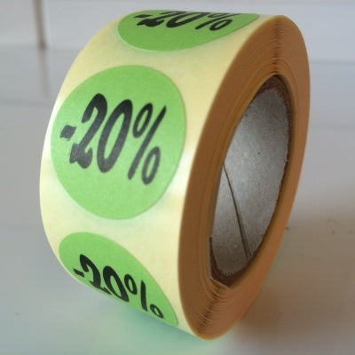 Klika - Etiquette verte 27mm -20% 500/rouleau 40 pièces