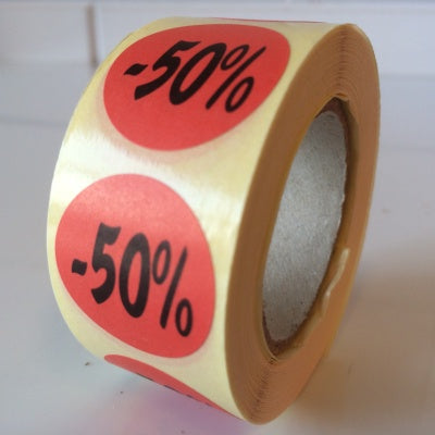 Klika - Etiquette rouge 27mm -50% 500/rouleau 40 pièces