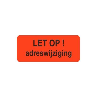 Klika -  Etiket fluor rood 38x15mm Adreswijziging