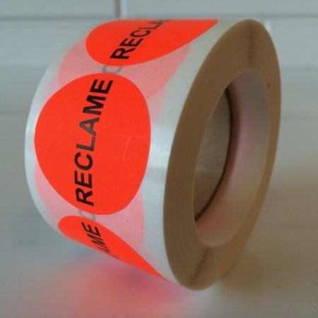 Klika -  Etiket 35 mm fluor rood RECLAME 1000 rol