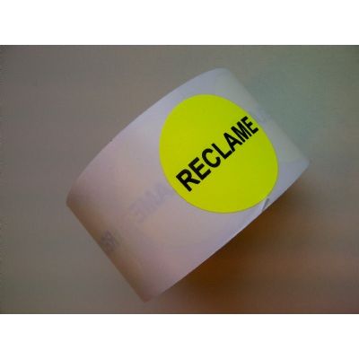 Klika -  Etiket fluor geel 35mm Reclame 500rol