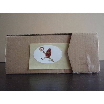 Klika -  Etiket Sint/mijter wit/goud/rood ov38x24