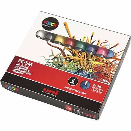 Posca - Paintmarker Uni PC5M medium assorti lot de 8 pièces