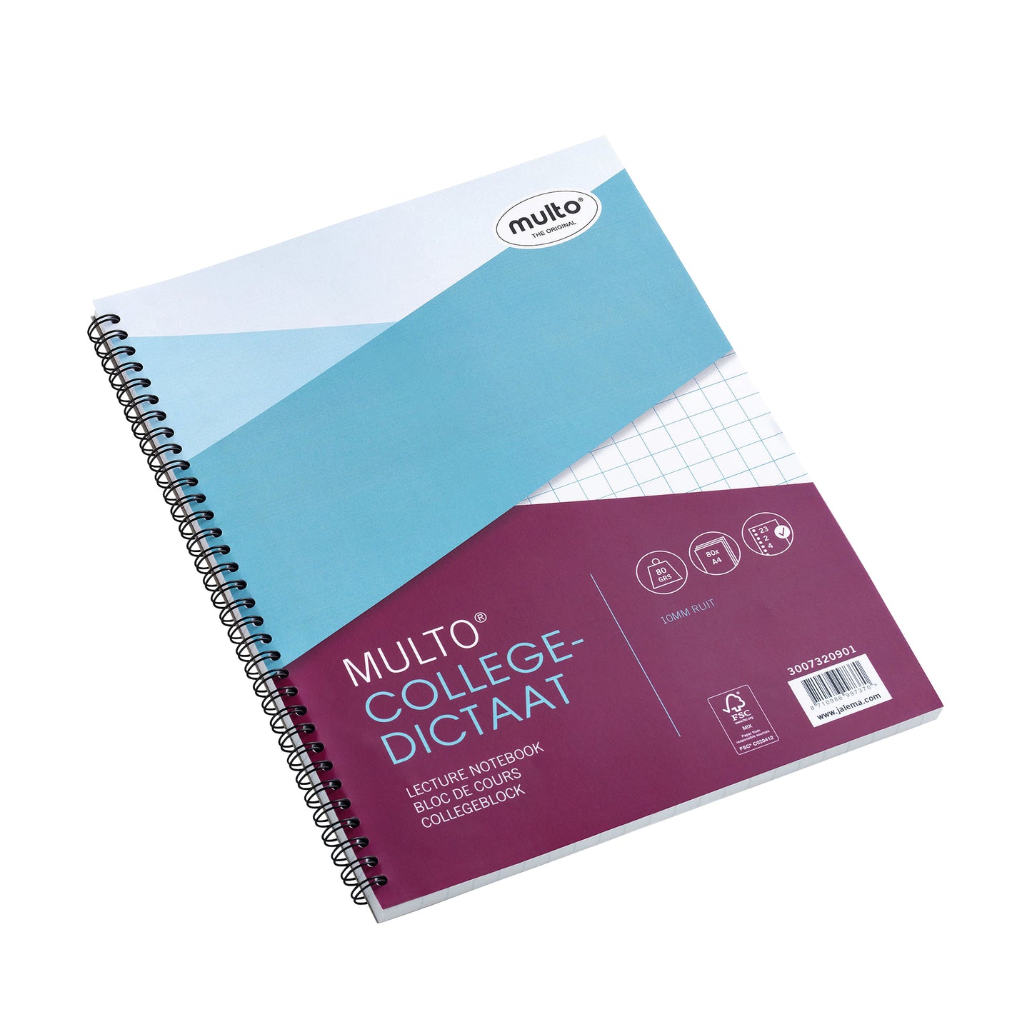 Multo - Bloc de cours A4 diamant 10x10mm 23 trous 160 pages 80gr blanc