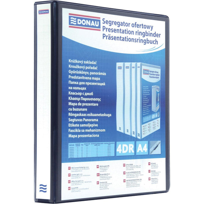DONAU - classeur à anneaux personnalisable, PP, ft A4, 4 anneaux D de 25 mm, noir