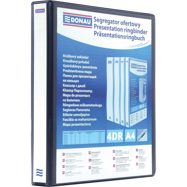 DONAU - classeur à anneaux personnalisable, PP, ft A4, 4 anneaux D de 30 mm, noir