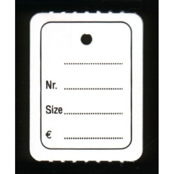 Hangetiket op rol 30x40mm bedrukt 1000 stuks