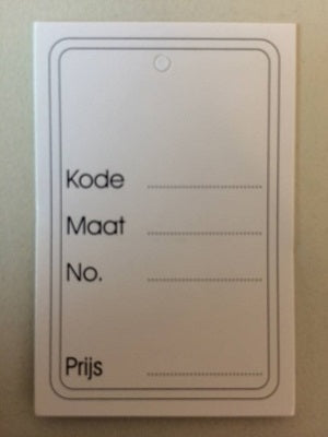 Klika -  Hangetiket 40x60mm bedrukt los geen perf