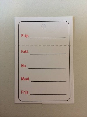 Klika -  Hangetiket 40x60 mm bedrukt zwart + rood