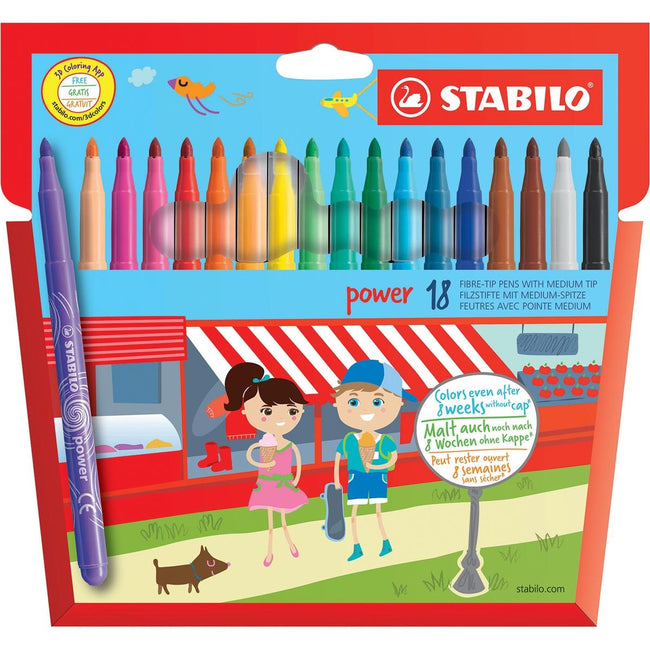 Stabilo - Power Felt -Tip -Stift, Tempo von 18 Teilen in verschiedenen Farben