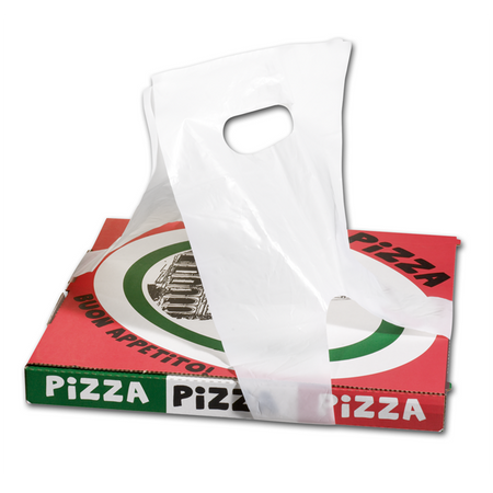 Klika - Sac | PEHD | 20x110cm | transporteur de boîtes à pizza/pâtisserie | blanc | 1000 pièces